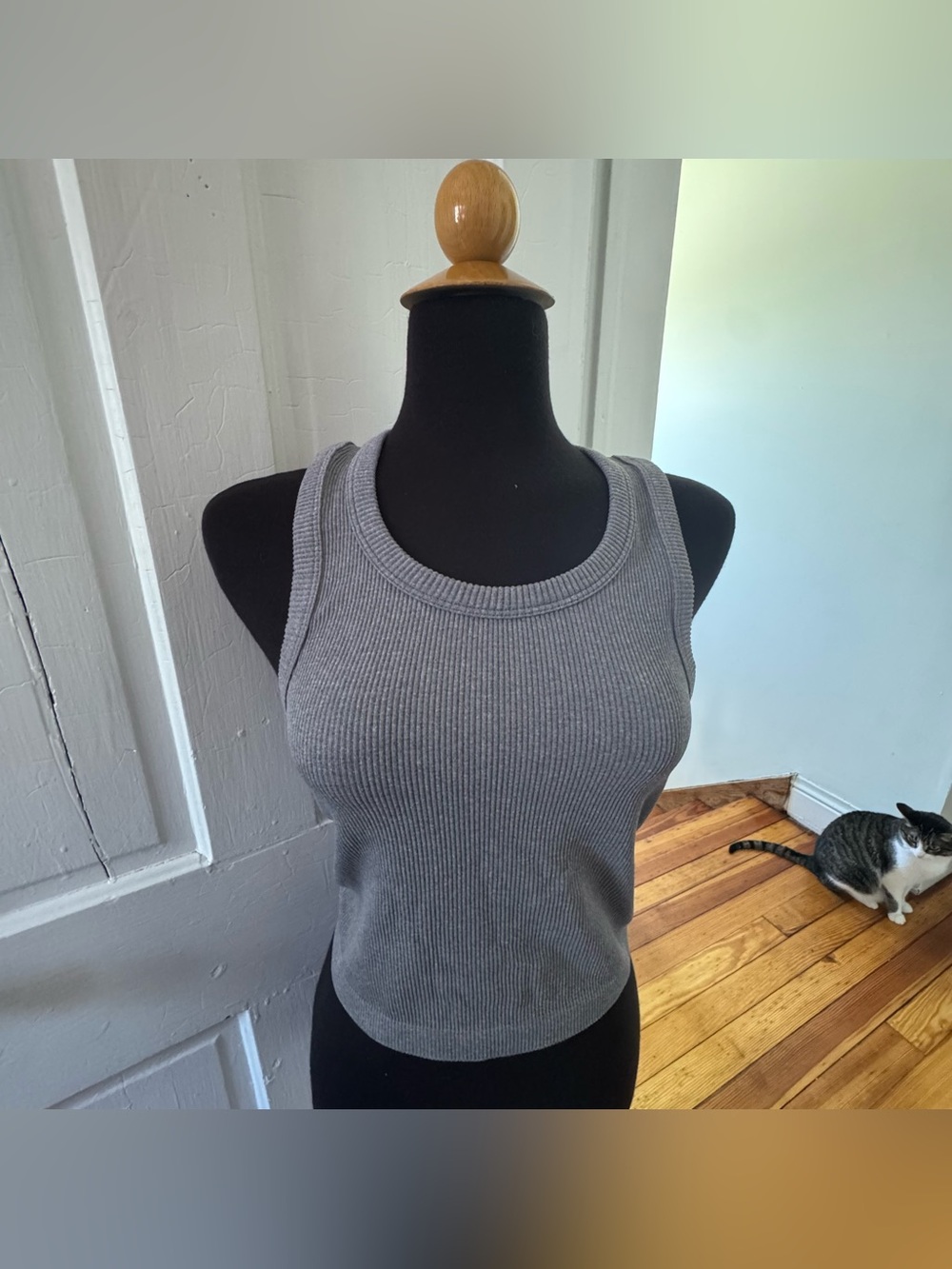 Gray ribbed tank